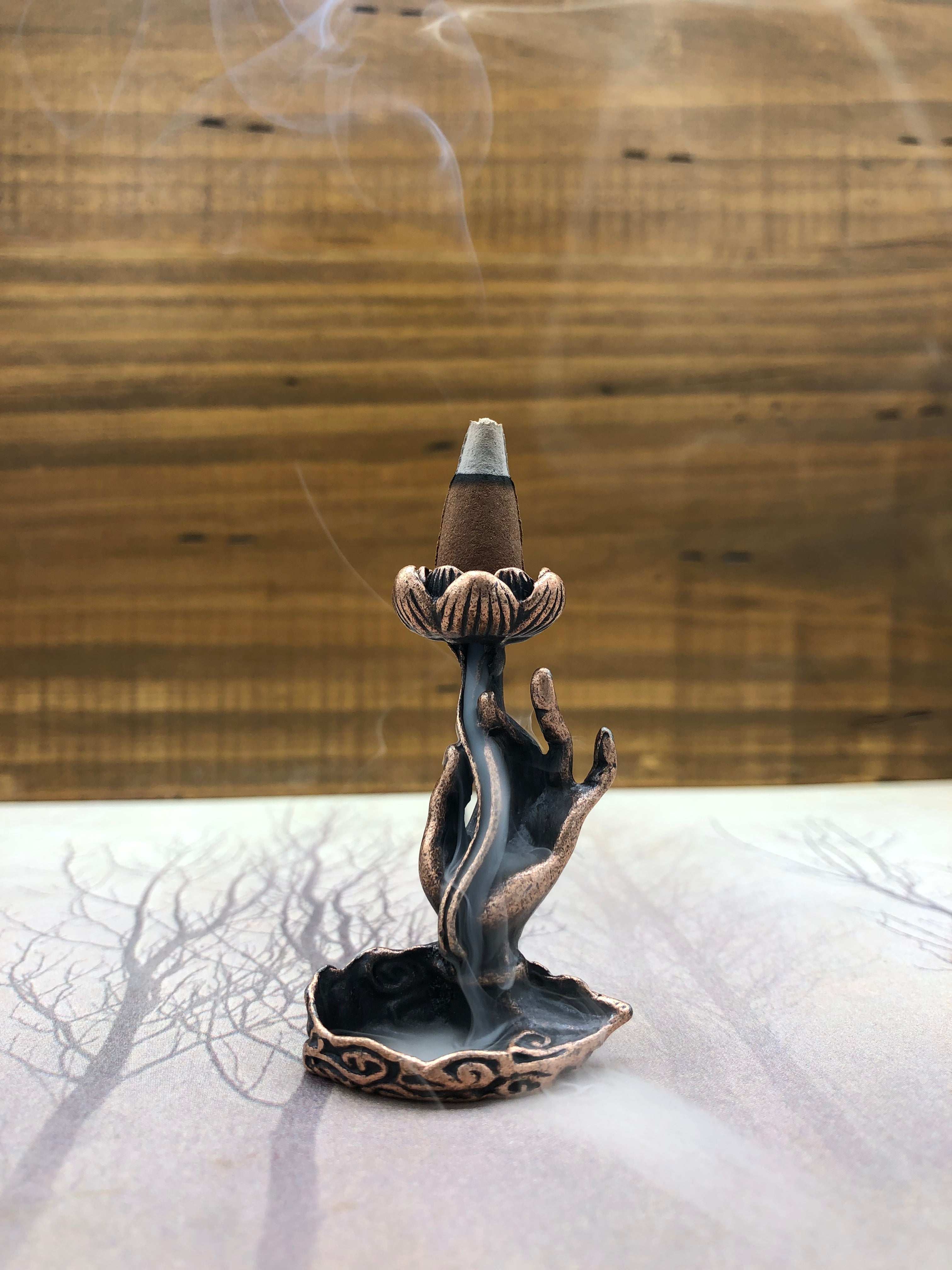 Buddha Hand Lotus Flower Backflow Incense Holder